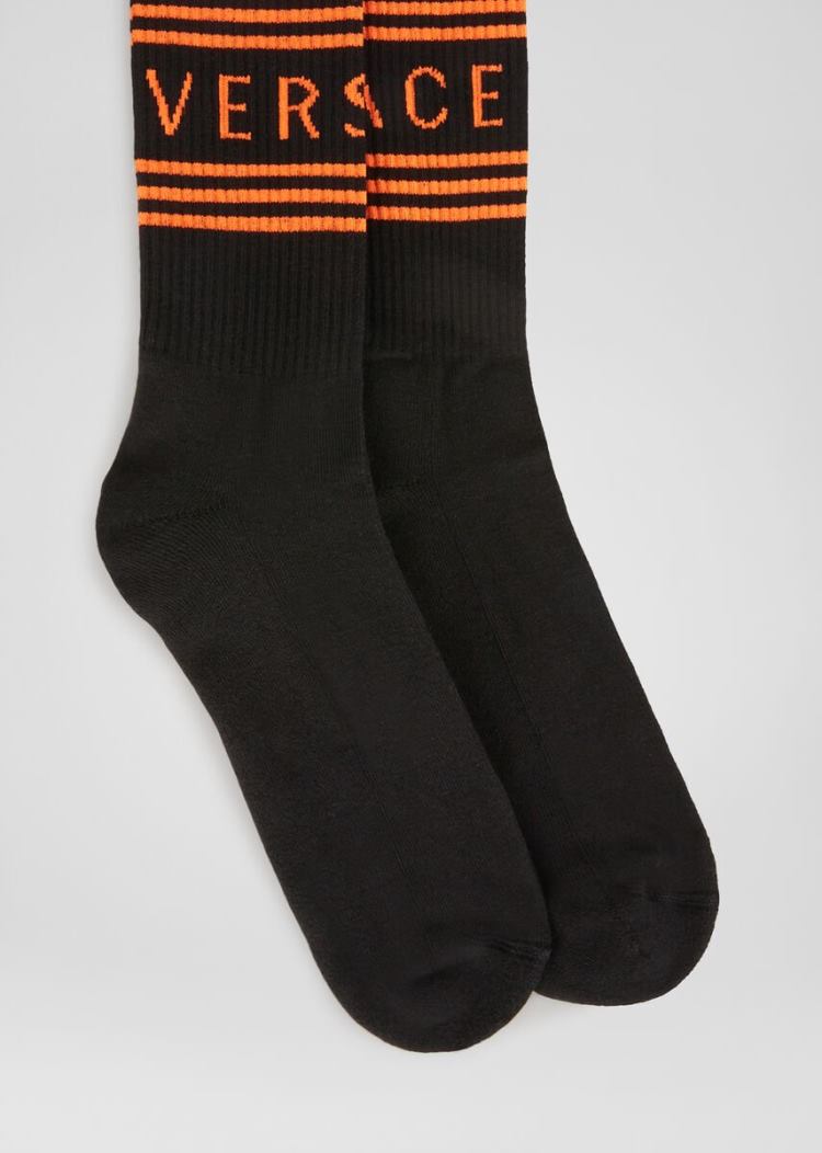 Versace 1990s' vintage logo socks καλτσεσ ανδρικα μαυρα | AU91MN0