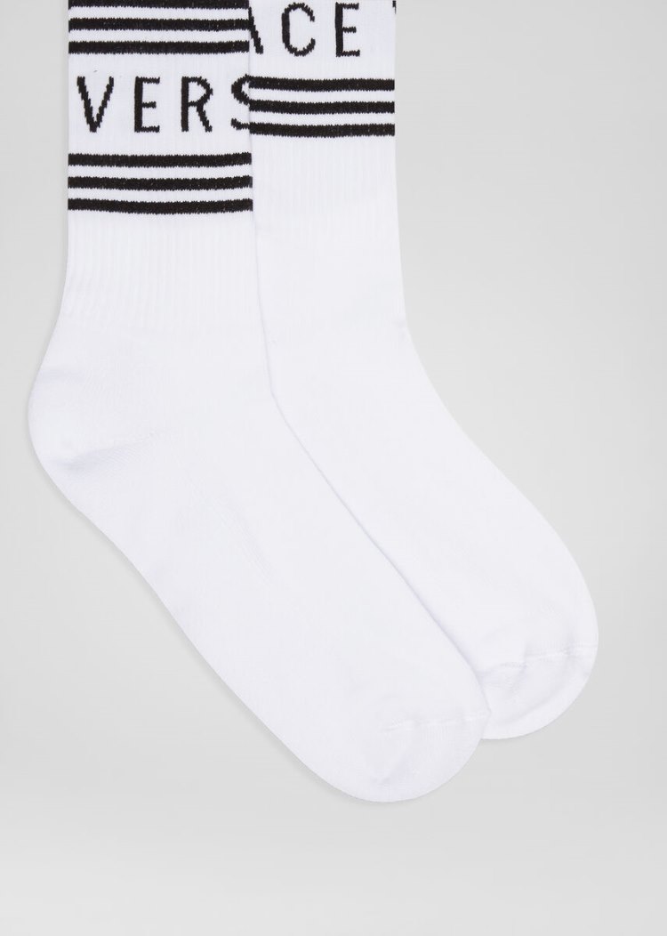 Versace 1990s' vintage logo socks καλτσεσ γυναικεια ασπρα | BURQQS8