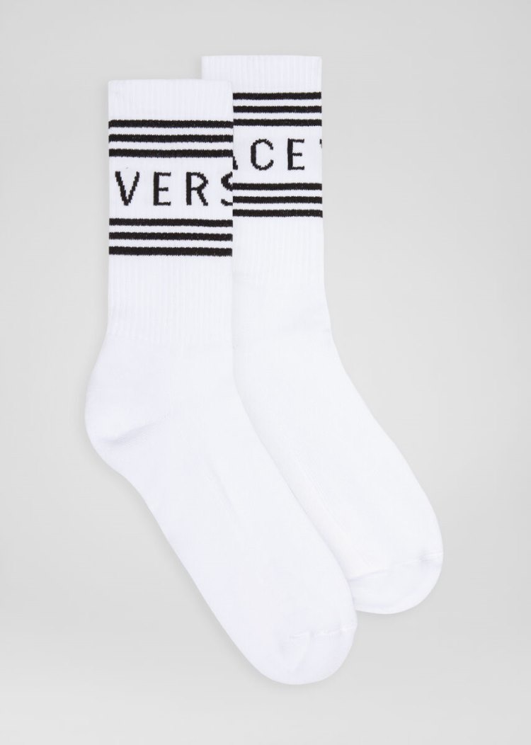 Versace 1990s\' vintage logo socks καλτσεσ γυναικεια ασπρα | BURQQS8