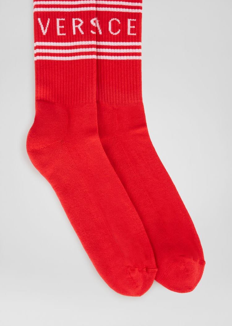 Versace 1990s' vintage logo socks καλτσεσ ανδρικα κοκκινα | RBUV5OD