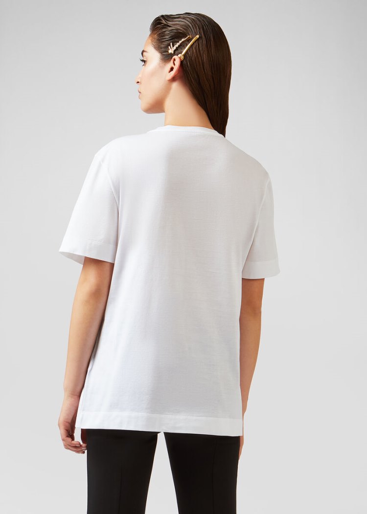 Versace 90s Vintage Logo T Shirt μπλουζακια γυναικεια ασπρα μαυρα | CQPDBDE