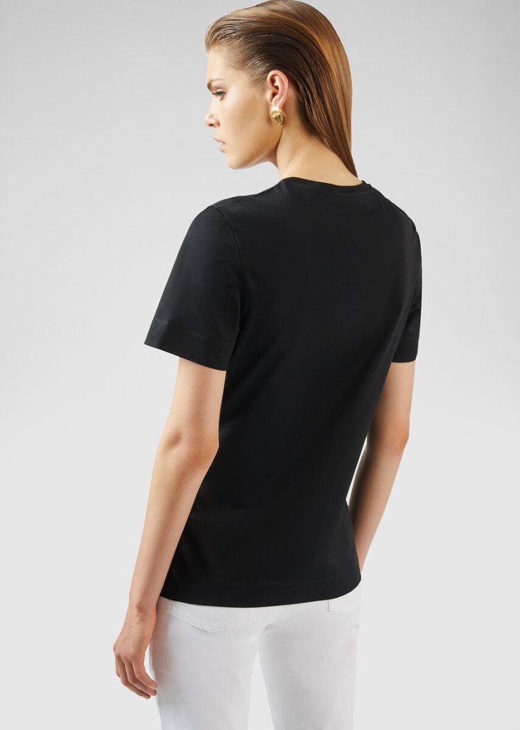 Versace 90s Vintage Logo T Shirt μπλουζακια γυναικεια μαυρα | QT4CWMP