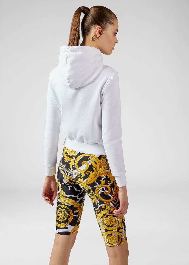Versace 90s Vintage Logo Ασφαλείας Pin Hoodie Φούτερ γυναικεια ασπρα | WJDGNZ4