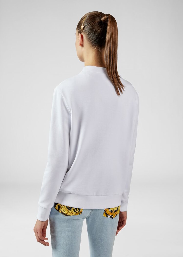 Versace 90s Vintage Logo Ασφαλείας Pin Sweatshirt Φούτερ γυναικεια ασπρα | 61O69P6