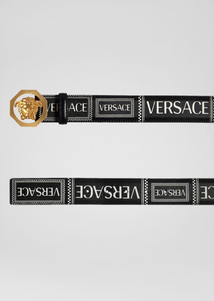 Versace 90s Vintage Logo δερματινα Belt ζωνη ανδρικα Πολύχρωμο | HQN9R1W