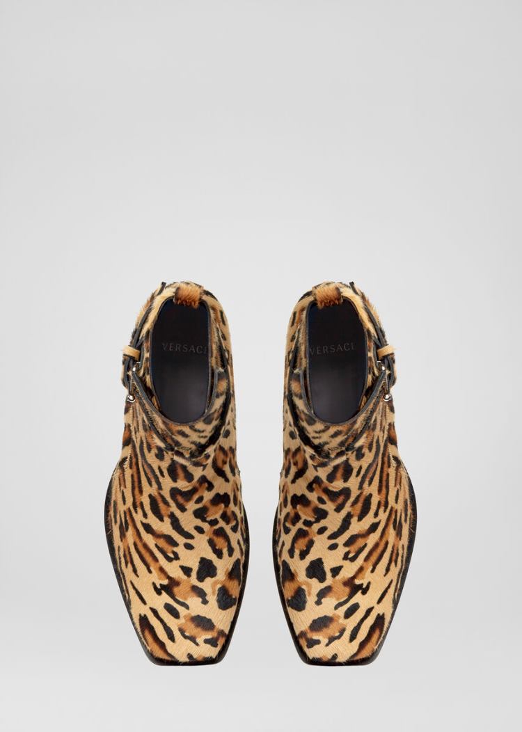 Versace Animalier Western Ankle Boots μποτεσ ανδρικα λεοπαρ | FD5GWK2