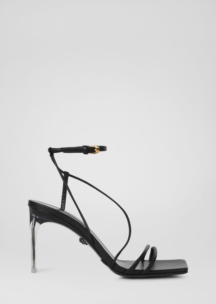 Versace Antheia Mid-Heel Sandals σανδαλια γυναικεια μαυρα | 9G6B9W6