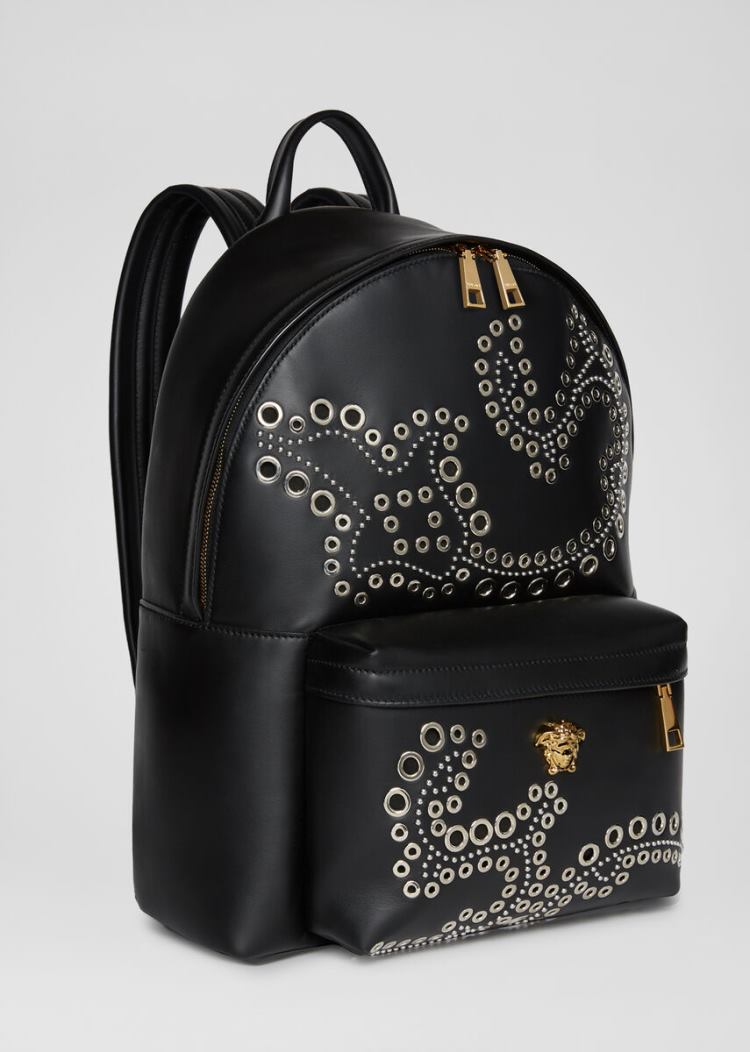 Versace Barocco Eyelet δερματινα Backpack σακιδια πλατησ ανδρικα μαυρα | U8C665B