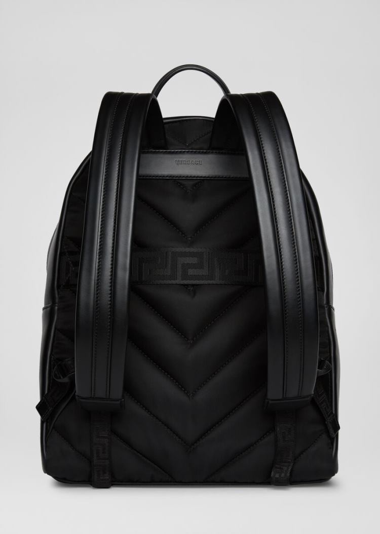 Versace Barocco Eyelet δερματινα Backpack σακιδια πλατησ ανδρικα μαυρα | U8C665B