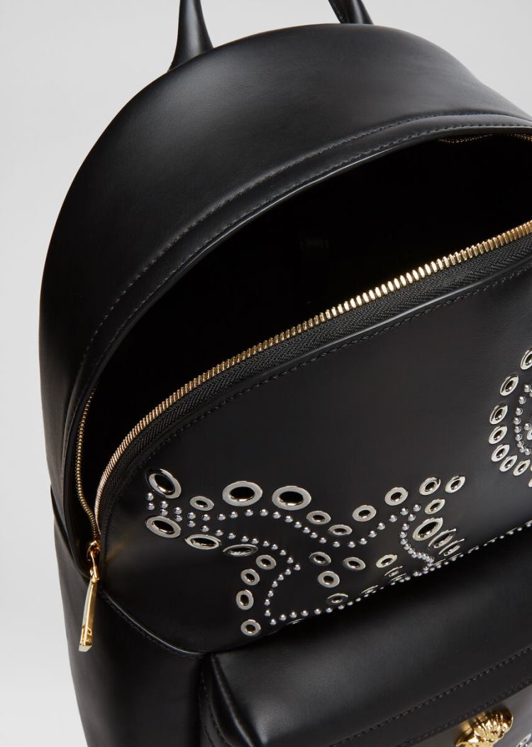 Versace Barocco Eyelet δερματινα Backpack σακιδια πλατησ ανδρικα μαυρα | U8C665B