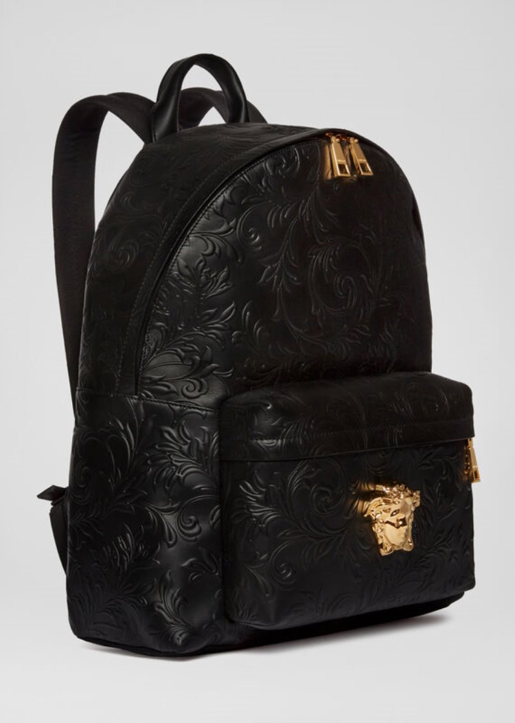 Versace Barocco Pattern δερματινα Palazzo Backpack σακιδια πλατησ ανδρικα μαυρα | 1CZUKJX