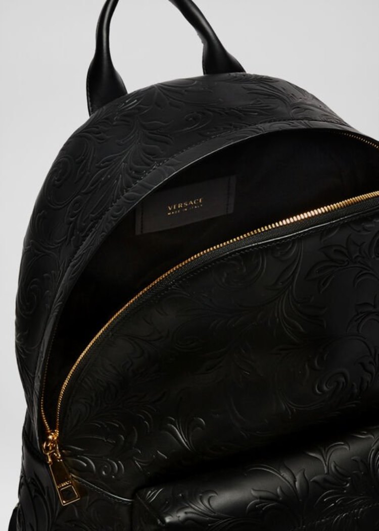 Versace Barocco Pattern δερματινα Palazzo Backpack σακιδια πλατησ ανδρικα μαυρα | 1CZUKJX