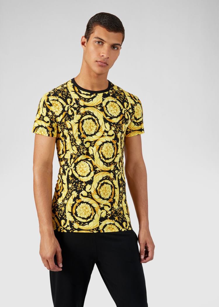 Versace Barocco Print Gym T Shirt μπλουζακια ανδρικα Πολύχρωμο | NU44XXF