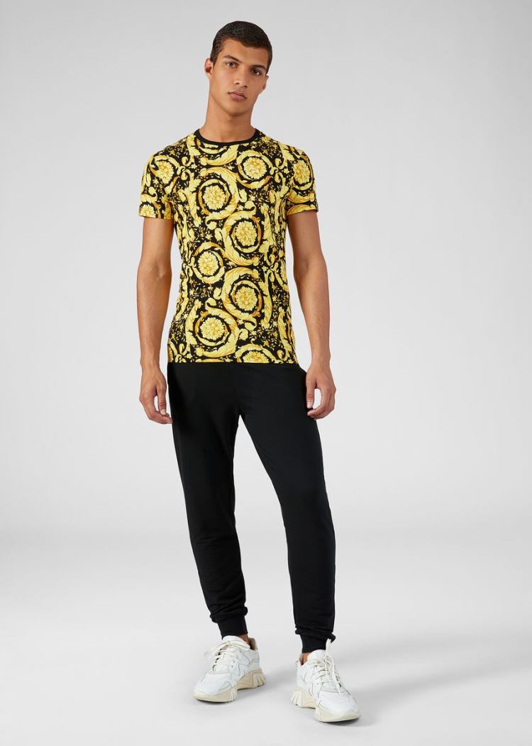 Versace Barocco Print Gym T Shirt μπλουζακια ανδρικα Πολύχρωμο | NU44XXF