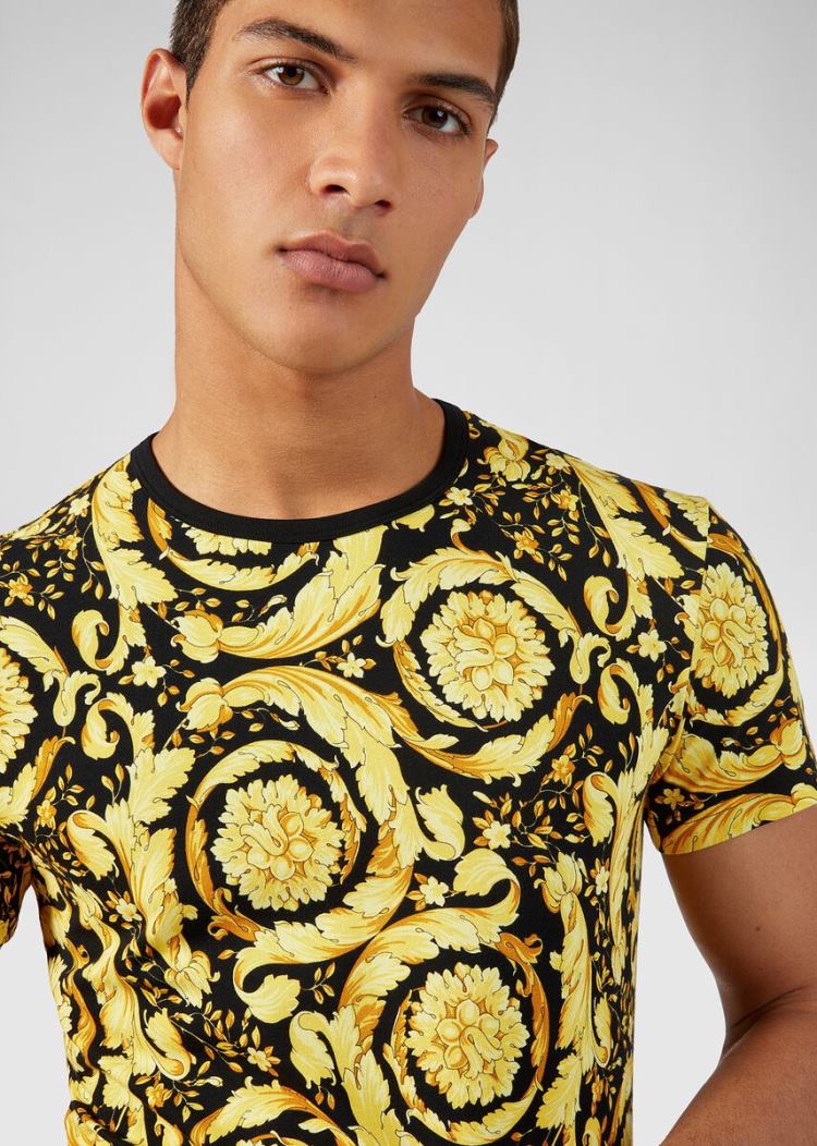 Versace Barocco Print Gym T Shirt μπλουζακια ανδρικα Πολύχρωμο | NU44XXF