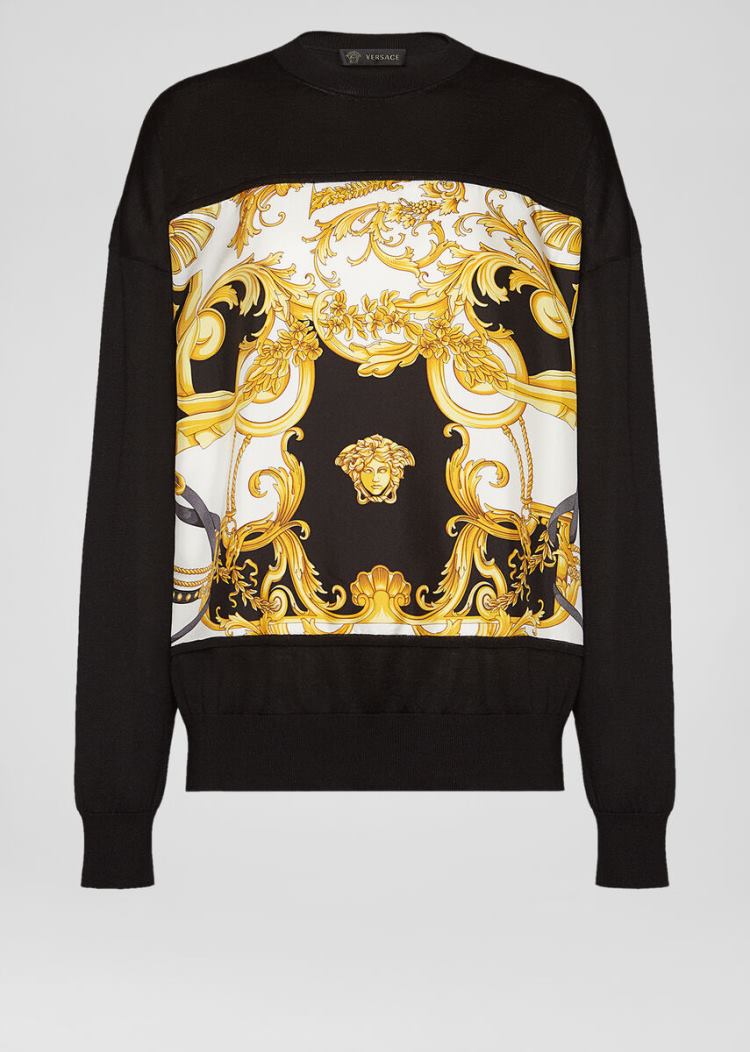 Versace Barocco Rodeo Motif πουλοβερ Πουλόβερ γυναικεια μαυρα | A9O7VUS