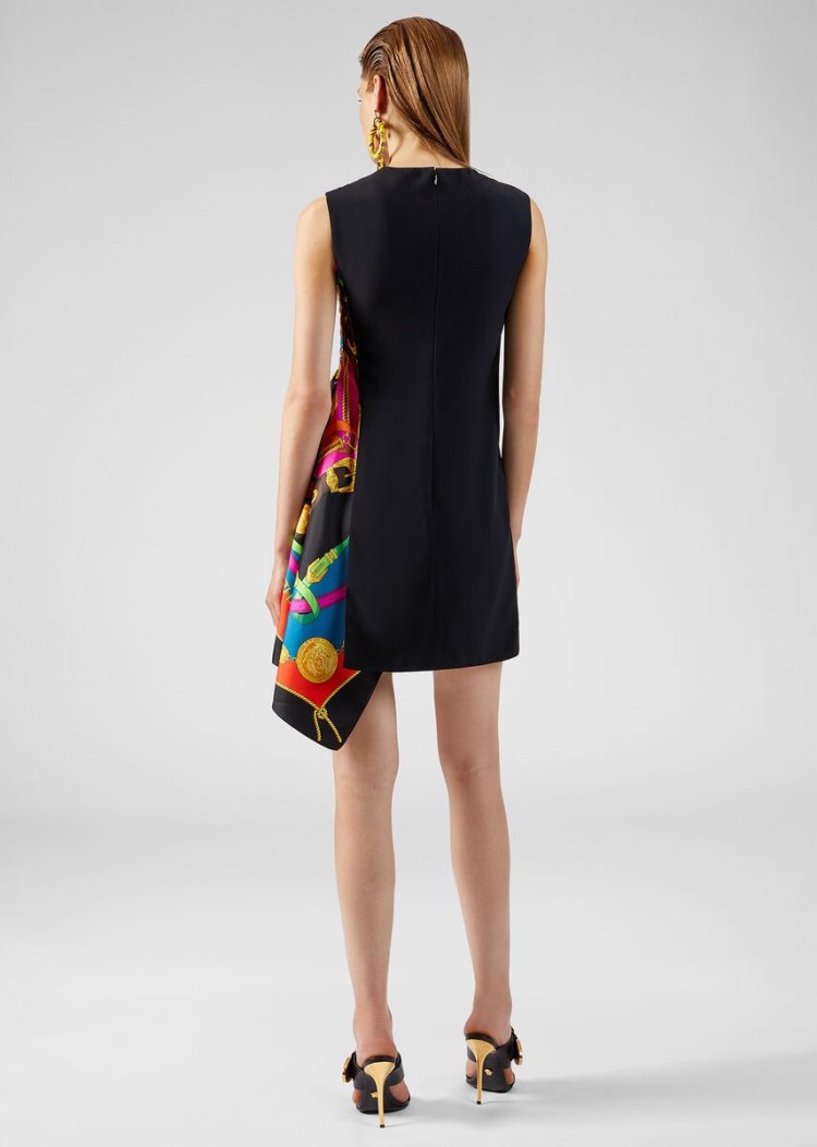 Versace Barocco Rodeo Print Accent Assymetric φορεμα φορεμα γυναικεια μαυρα | PE7U381