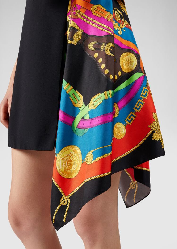 Versace Barocco Rodeo Print Accent Assymetric φορεμα φορεμα γυναικεια μαυρα | PE7U381