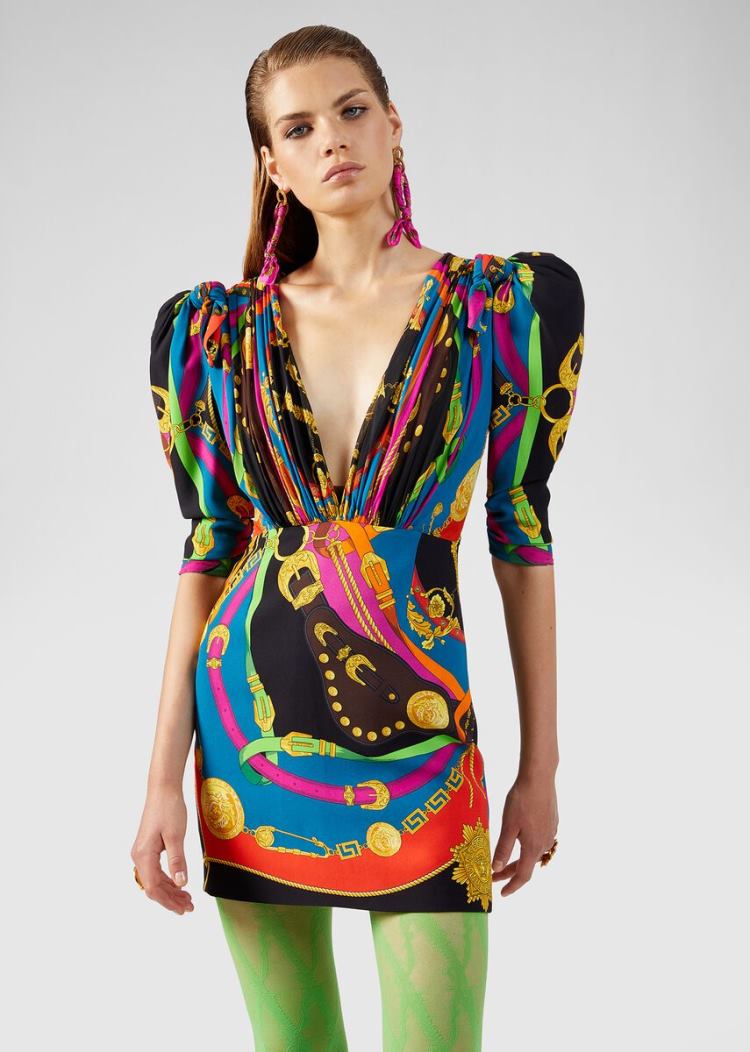 Versace Barocco Rodeo Print Mini φορεμα φορεμα γυναικεια Πολύχρωμο | CRXB1NR