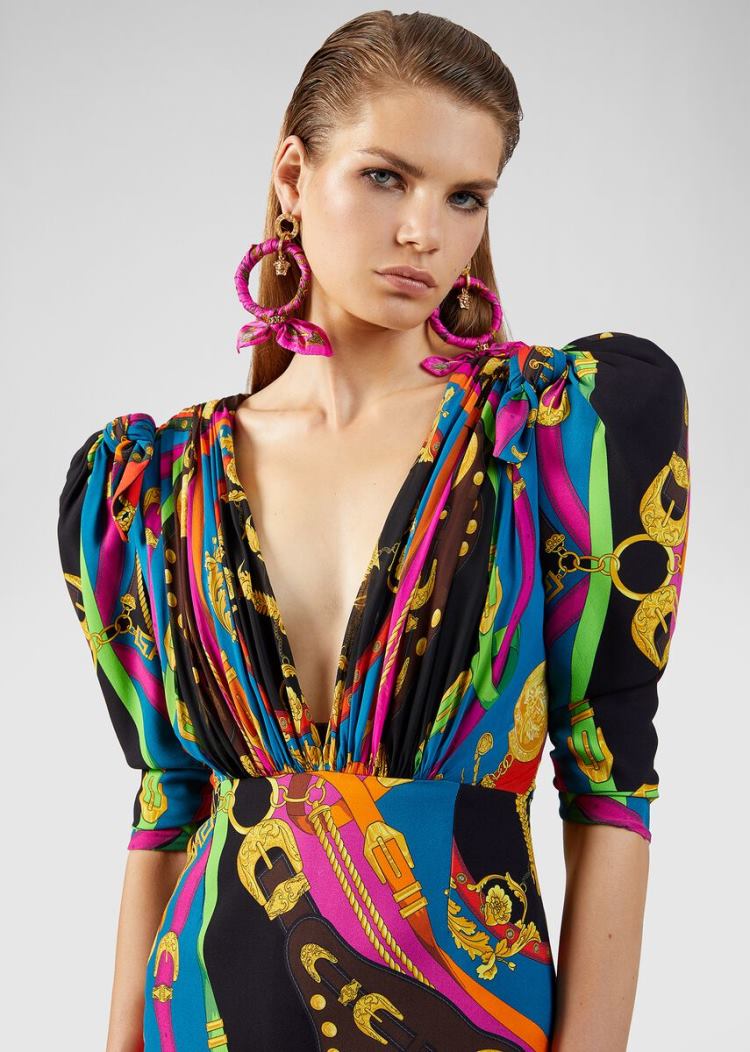 Versace Barocco Rodeo Print Mini φορεμα φορεμα γυναικεια Πολύχρωμο | CRXB1NR