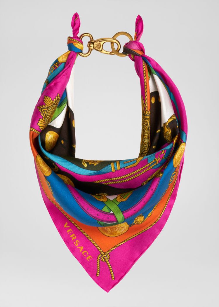 Versace Barocco Rodeo Print Silk Bandana Necklace κασκολ γυναικεια Πολύχρωμο | OZCJPKI