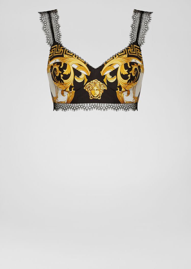 Versace Barocco Rodeo Print Silk Bralette Top Αριστος γυναικεια Πολύχρωμο | O49XG4K