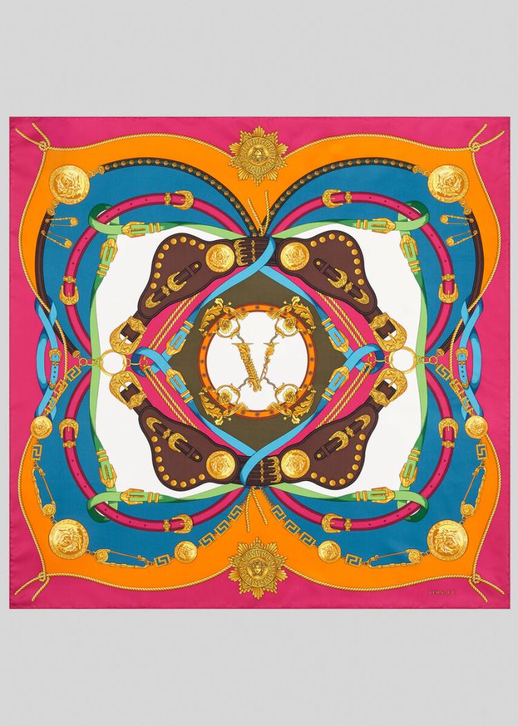Versace Barocco Rodeo Print Silk Foulard γυναικεια Πολύχρωμο | ZR5U5MT