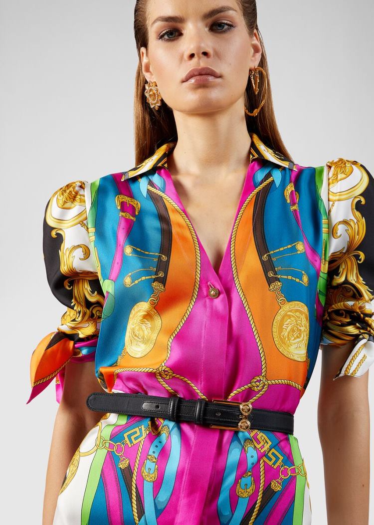 Versace Barocco Rodeo Print Silk Shirt φορεμα φορεμα γυναικεια Πολύχρωμο | 101P35K