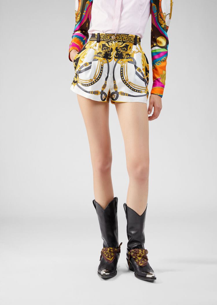 Versace Barocco Rodeo Print Silk Shorts σορτσ γυναικεια Πολύχρωμο | 3FLAFAK