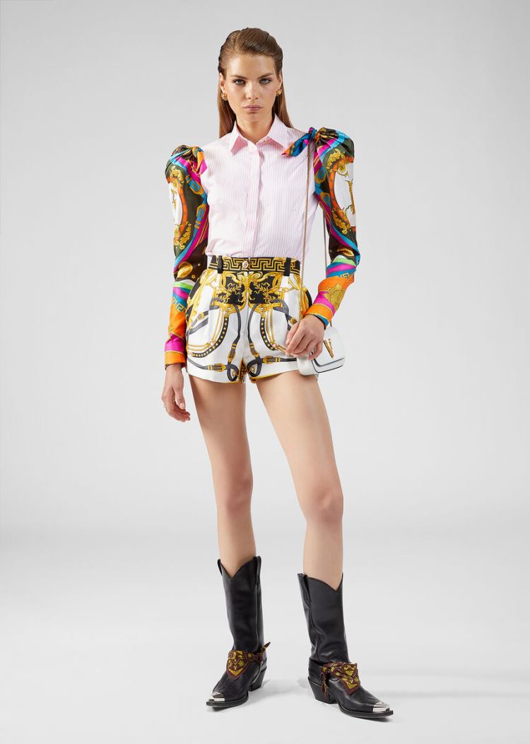 Versace Barocco Rodeo Print Silk Shorts σορτσ γυναικεια Πολύχρωμο | 3FLAFAK