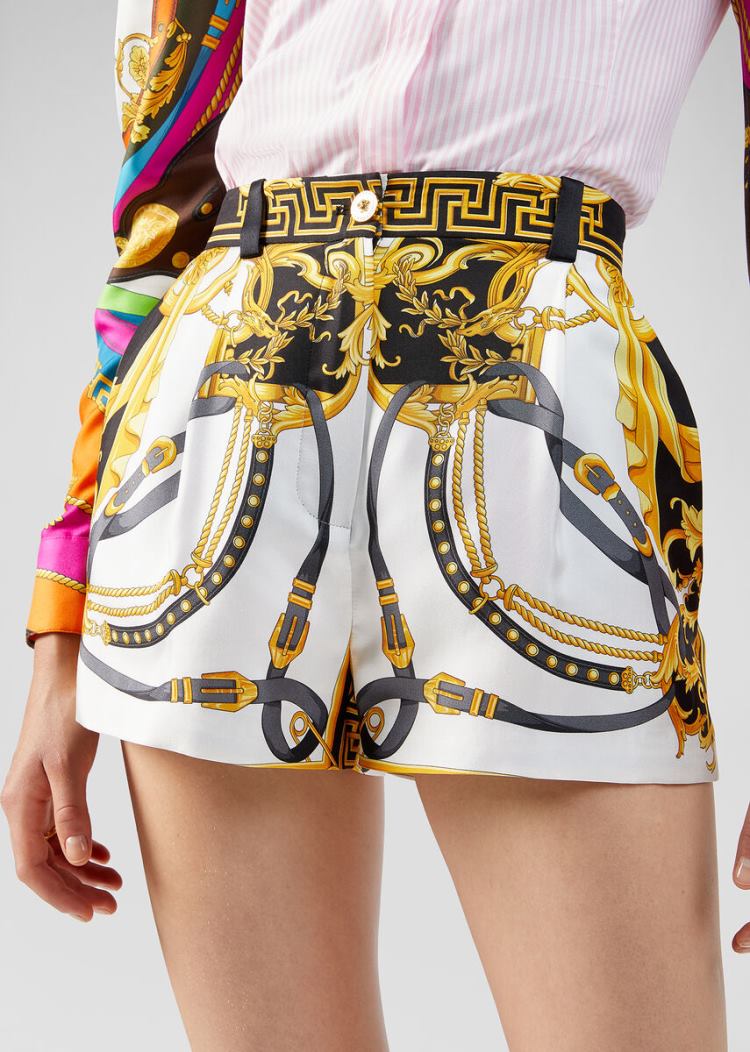 Versace Barocco Rodeo Print Silk Shorts σορτσ γυναικεια Πολύχρωμο | 3FLAFAK