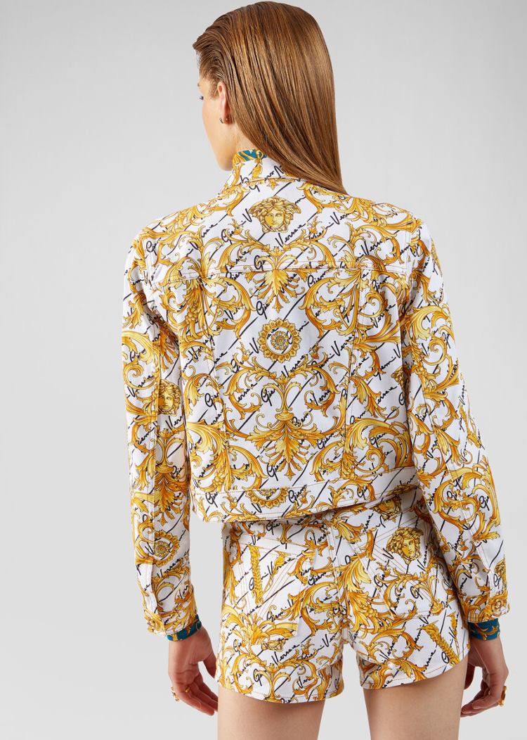 Versace Barocco Signature Print Denim Jacket μπουφαν γυναικεια Πολύχρωμο | 2WDFRHM