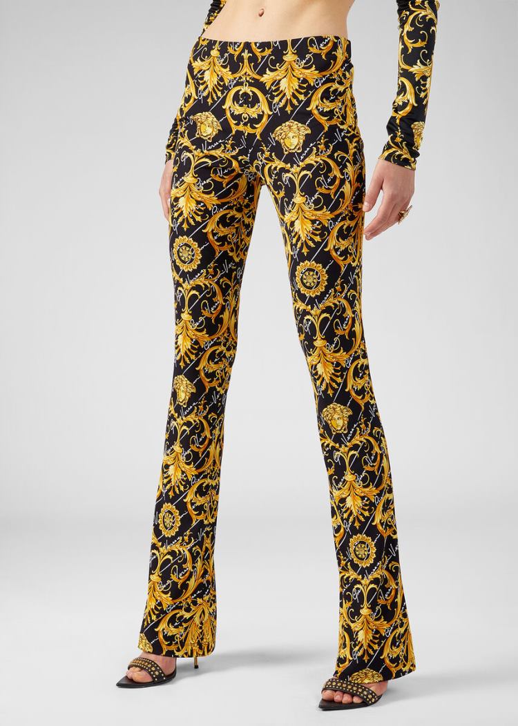 Versace Barocco Signature Print Flared Pants παντελόνι γυναικεια Πολύχρωμο | RAY0PYZ