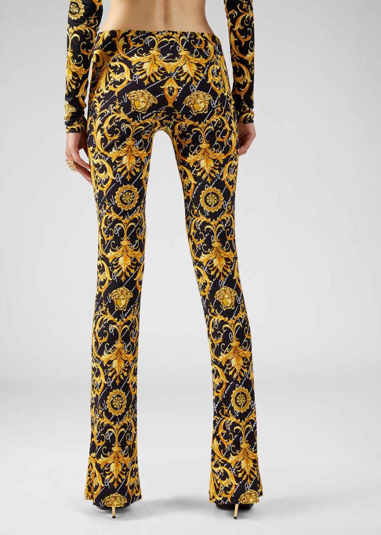 Versace Barocco Signature Print Flared Pants παντελόνι γυναικεια Πολύχρωμο | RAY0PYZ