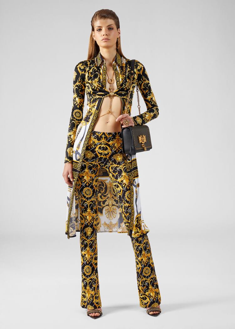 Versace Barocco Signature Print Flared Pants παντελόνι γυναικεια Πολύχρωμο | RAY0PYZ
