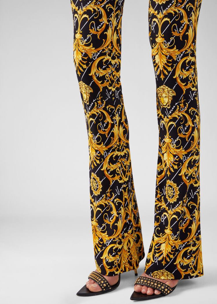 Versace Barocco Signature Print Flared Pants παντελόνι γυναικεια Πολύχρωμο | RAY0PYZ