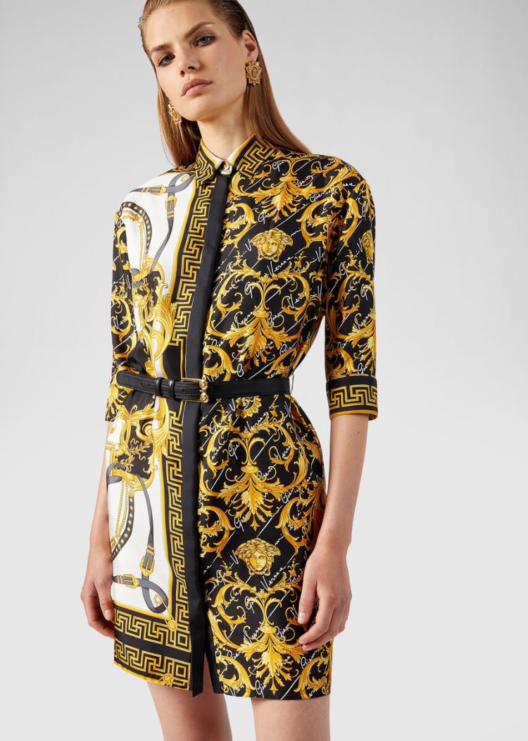 Versace Barocco Signature Print Silk Shirt φορεμα φορεμα γυναικεια Πολύχρωμο | PKP7YAE