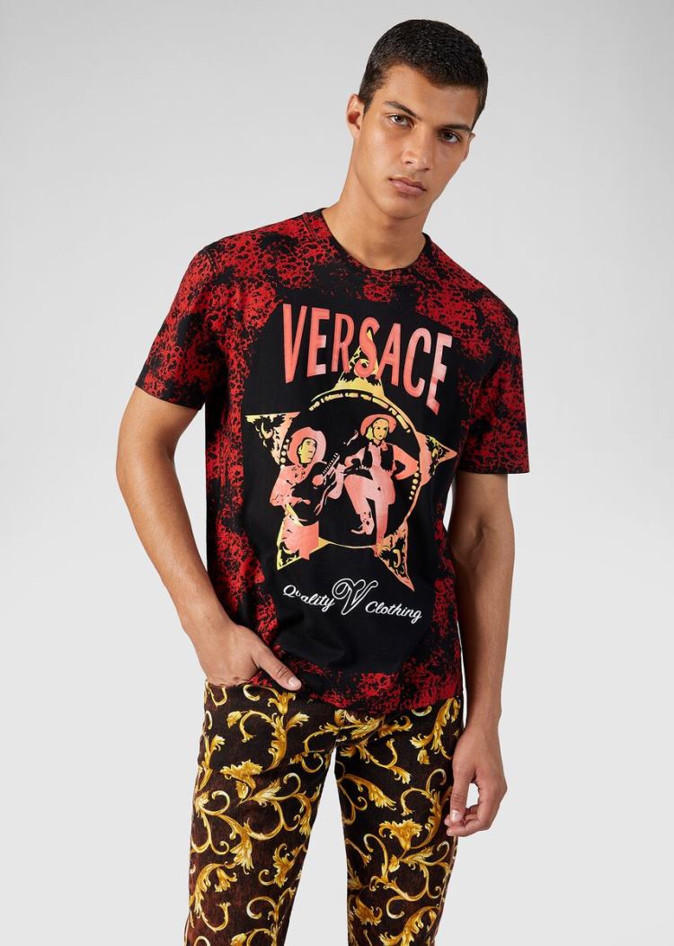 Versace Barocco Western Motif T Shirt μπλουζακια ανδρικα Πολύχρωμο | 9UM9ZO5