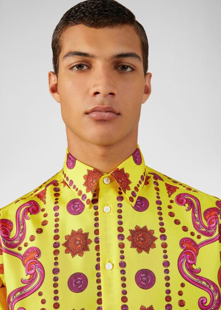 Versace Barocco Western Print Silk Twill Shirt πουκαμισα ανδρικα Πολύχρωμο | UTOQOB3
