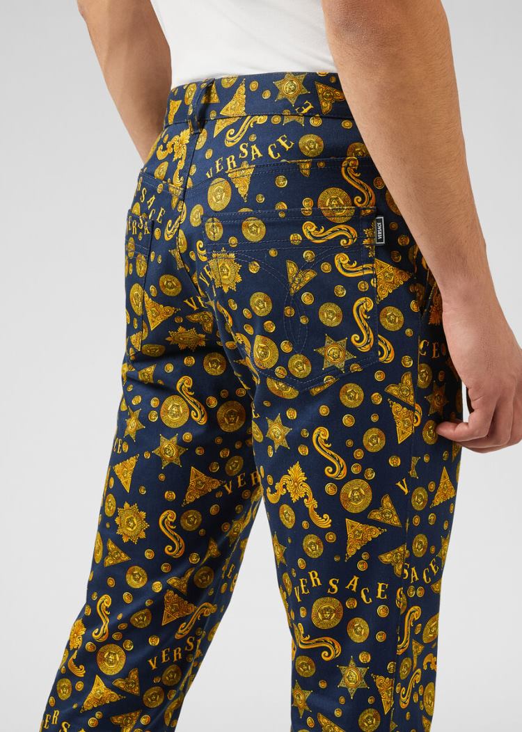 Versace Barocco Western Print Trousers παντελόνι ανδρικα Πολύχρωμο | 10HBZNR