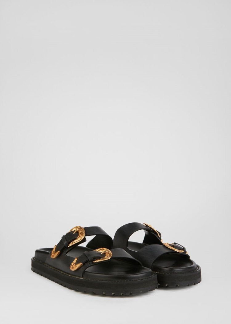 Versace Barocco Western φλατ Sandals σανδαλια γυναικεια μαυρα | CRYSXT0