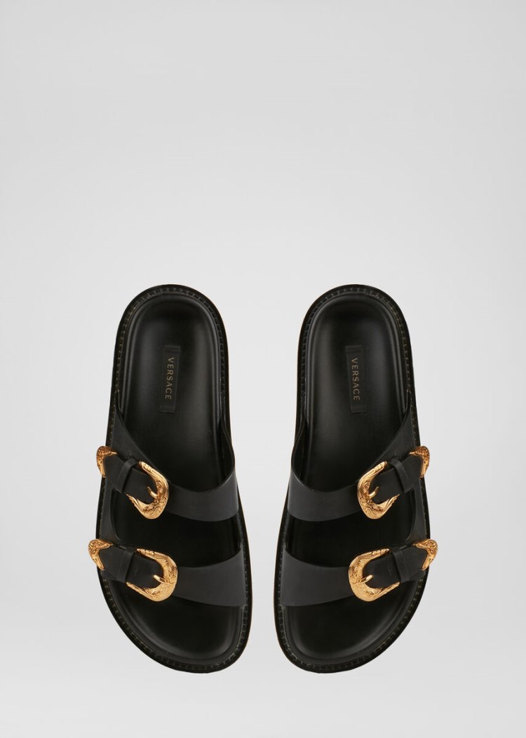 Versace Barocco Western φλατ Sandals σανδαλια γυναικεια μαυρα | CRYSXT0
