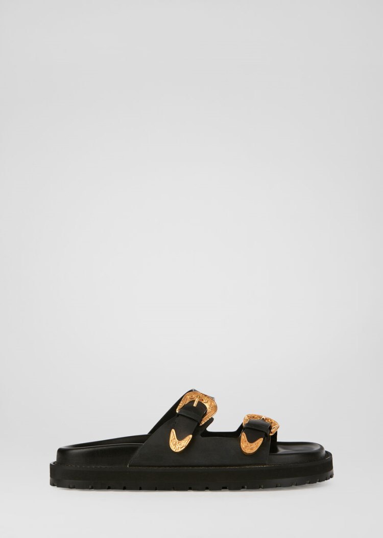 Versace Barocco Western φλατ Sandals σανδαλια γυναικεια μαυρα | CRYSXT0