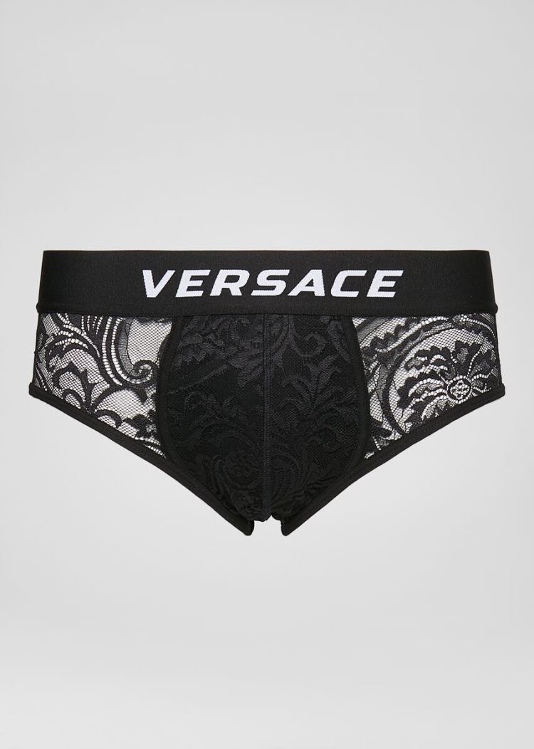 Versace Barocco δαντελα Briefs εσωρουχα ανδρικα μαυρα | LW0B8BK