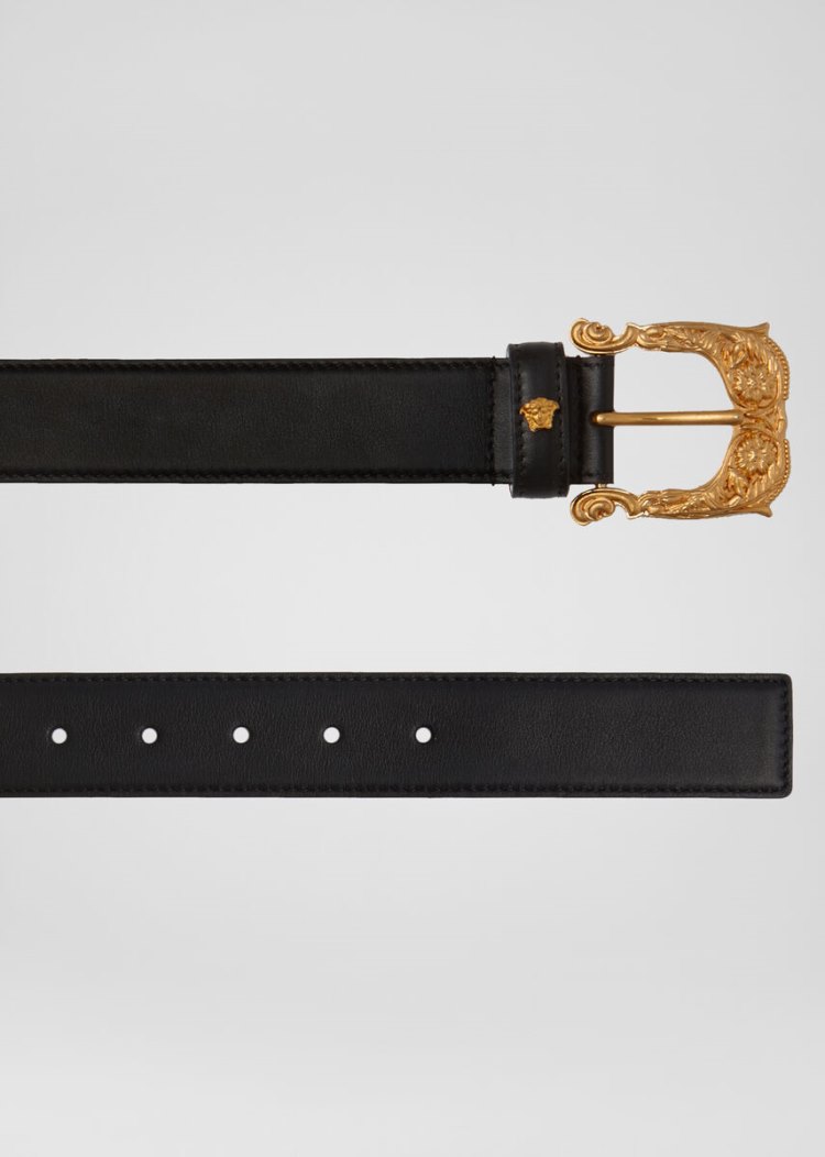 Versace Baroque πόρπης δερματινα Belt ζωνη γυναικεια μαυρα | CM78P77