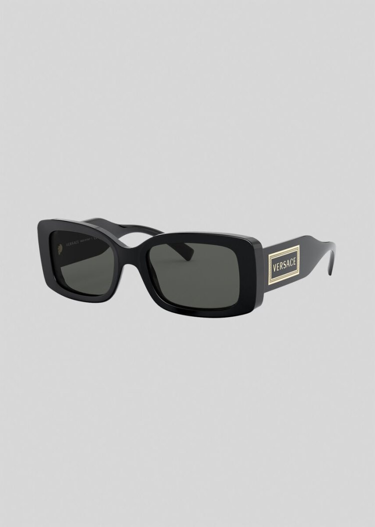 Versace Black 90s Vintage Logo γυαλια ηλιου γυναικεια μαυρα | J4BRTF8