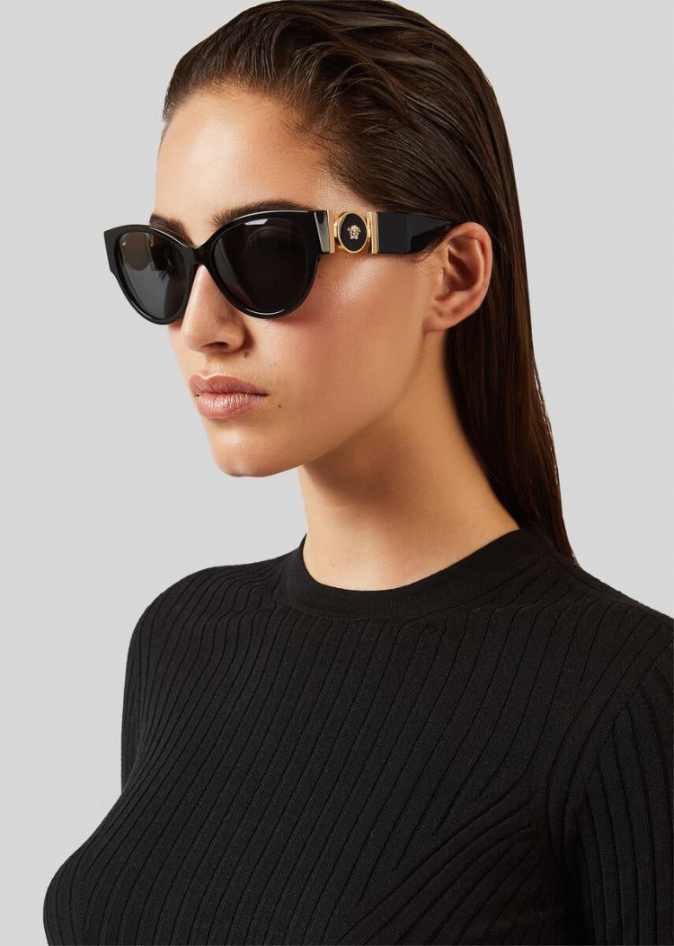 Versace Black Cat-Eye Medusa Medalion γυαλια ηλιου γυναικεια μαυρα | YKZYW1W