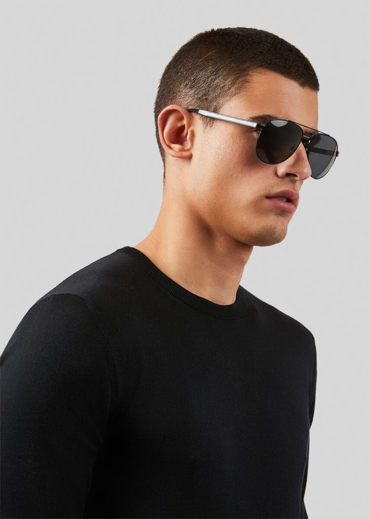 Versace Black Logomania Pilot γυαλια ηλιου ανδρικα μαυρα | ZPCJ9RO