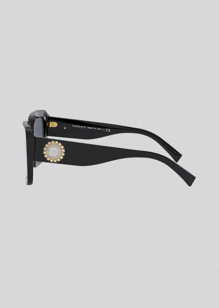 Versace Black Medusa Crystal Jewel γυαλια ηλιου γυναικεια μαυρα | KHNKALR