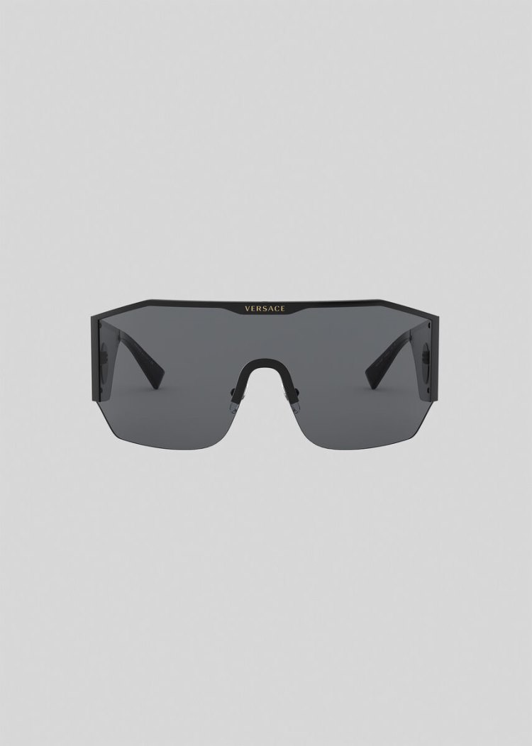 Versace Black Medusa Halo Shield γυαλια ηλιου γυναικεια μαυρα | MDI1R0A